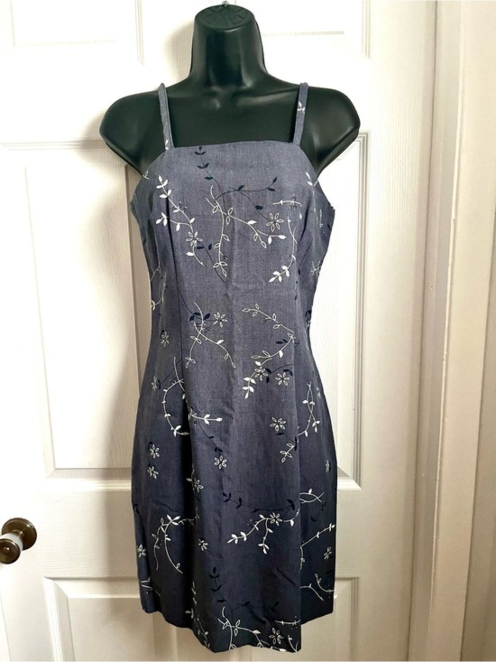 Y2K Garage Vintage Dress Floral Blue Small 3 / 4 Midi Summer Sleeveless Tube Zip